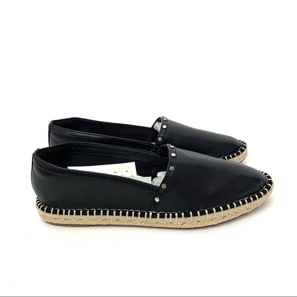 A New Day Maggie Black Faux Pebbled Leather Studded Espadrille Loafers Nwt Sz 11 - Picture 2 of 8
